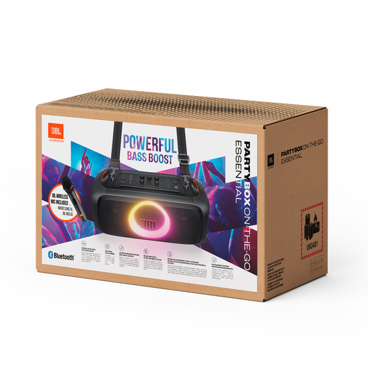 JBL PartyBox On-the-Go Essential - Black - Portable party speaker with built-in lights and wireless mic - Detailshot 15