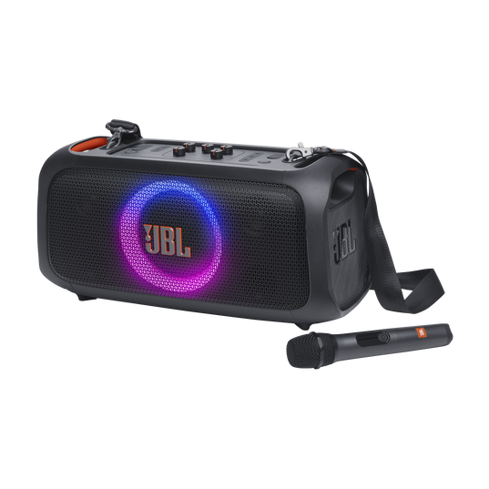 JBL PartyBox On-the-Go Essential - Black - Portable party speaker with built-in lights and wireless mic - Hero