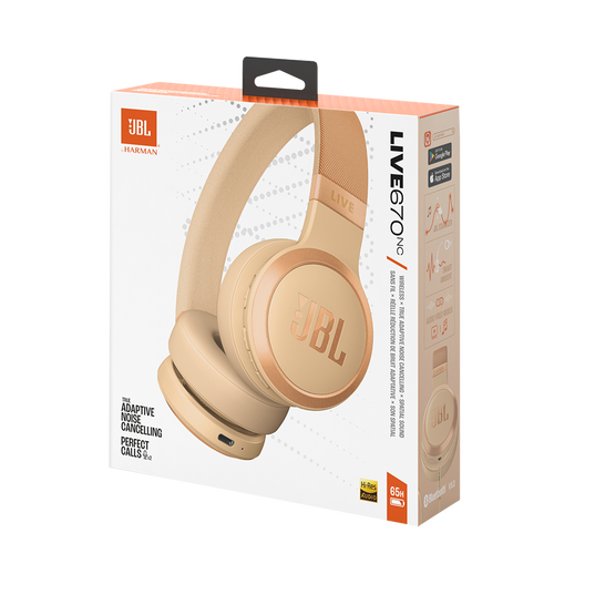 JBL Live 670NC - Sandstone - Wireless On-Ear Headphones with True Adaptive Noise Cancelling - Detailshot 15