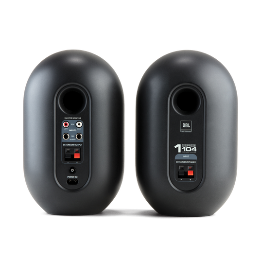 JBL 104 (Pair) - Black - Compact Powered Desktop Reference Monitors - Back
