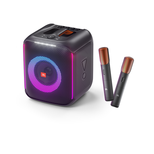 JBL PartyBox Encore - Black - Portable party speaker with 100W powerful sound, built-in dynamic light show, included digital wireless mics, and splash proof design. - Detailshot 1