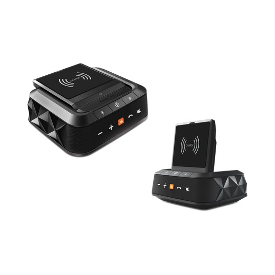 JBL Smartbase Wireless - Black - In vehicle wireless charger with Bluetooth® handsfree kit and ADAS for smartphones - Hero