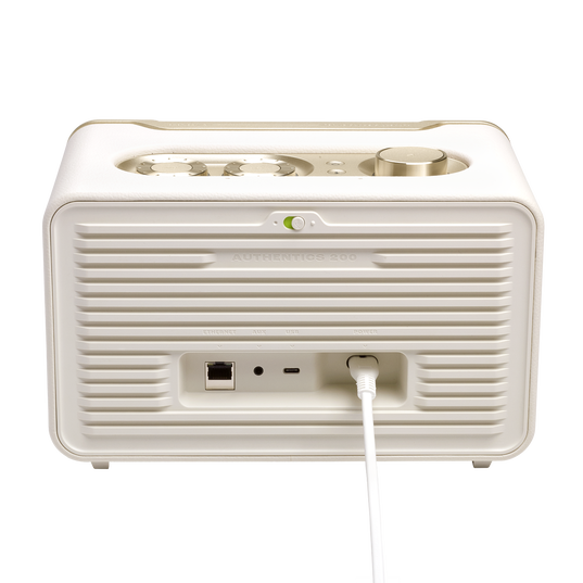 JBL Authentics 200 - White - Smart home speaker with Wi-Fi, Bluetooth and Voice Assistants with retro design - Back