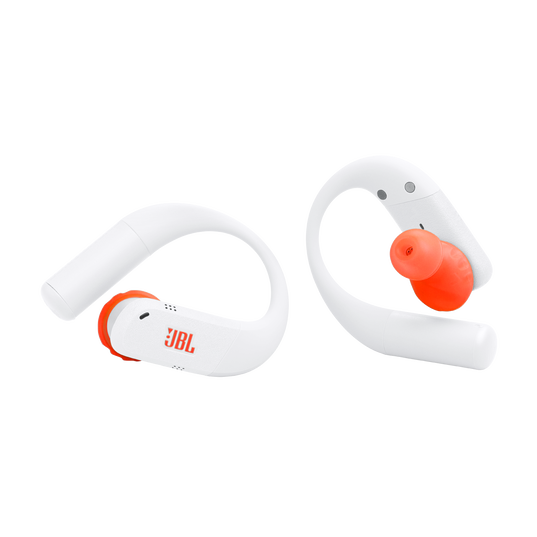 JBL Endurance Peak 4 - White - True Wireless Noise Cancelling Sport Earbuds - Front