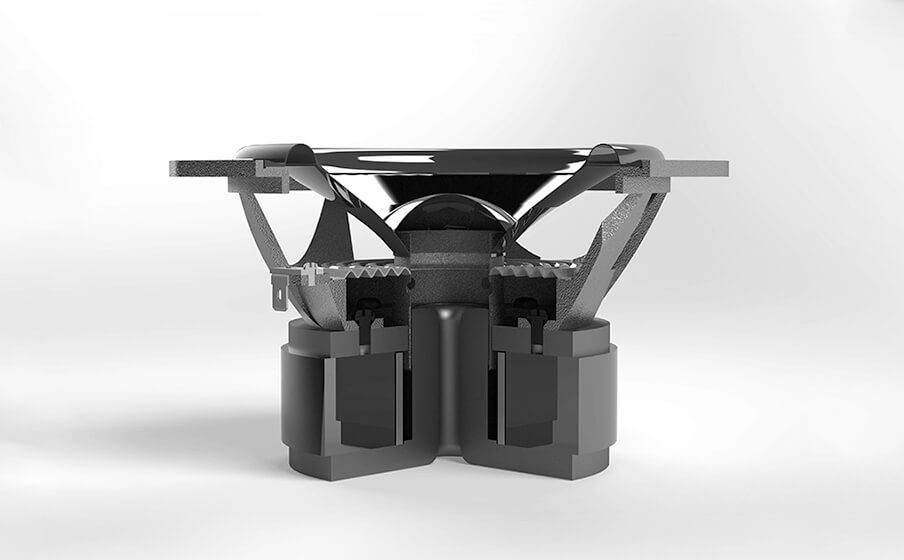 12-inch (300mm) Poly-plas&trade; cast-frame subwoofer.