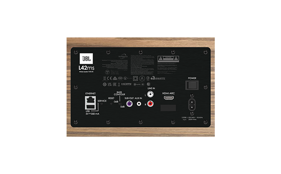 HDMI-ARC Connection, RCA Line-in and 3.5mm Analog Stereo Inputs, and USB-A Media Input